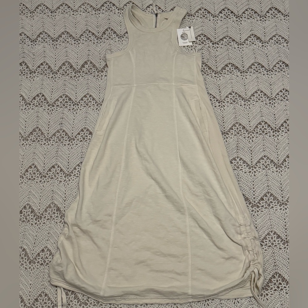 NWT Anthropologie Cream Midi Dress Boho Beach Style Size Small 100% Cotton